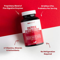 GOBIOTIX Detox probiotic capsules close-up for convenient daily digestion support.
