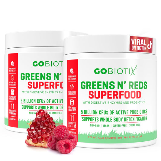 GOBIOTIX Greens Powder bottle for easy daily greens routine.