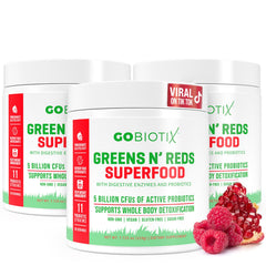 GOBIOTIX Greens Powder front label shows plant-based nutrition for daily wellness
