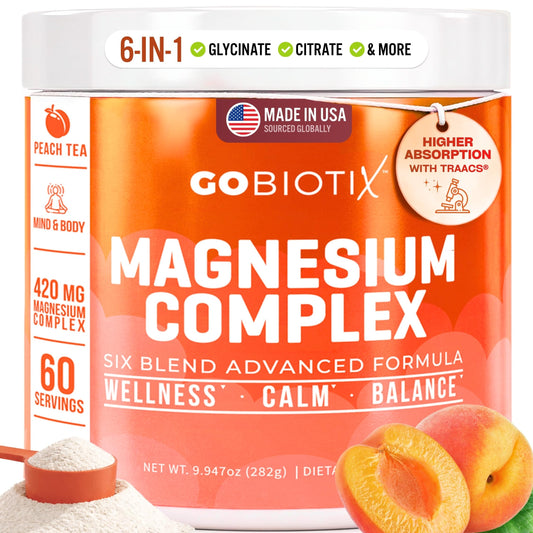 GoBiotix magnesium glycinate powder label on tub for daily wellness