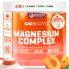 GoBiotix magnesium glycinate powder label on tub for daily wellness