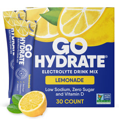 GoHydrate lemonade packets boxed for convenient daily hydration on the go