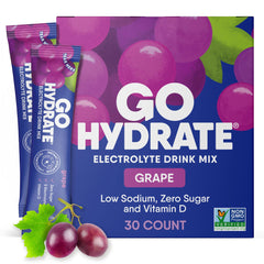 GoHydrate instant hydration packets with grape flavor ready for quick electrolyte replenishment