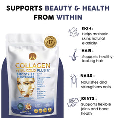 Graphic of +17 superfoods included with collagen peptides