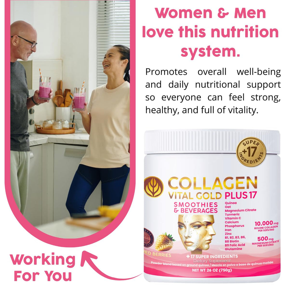 Gold Vital Life superfood ingredients blend supports comprehensive daily nourishment.