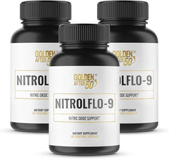 Golden After 50 NitrolFlo-9 bottle front view for natural energy support