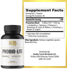 Golden After 50 Probio-Lite bottle back label with ingredients and usage