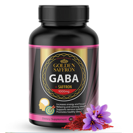 GOLDEN SAFFRON GABA bottle for daily relaxation.