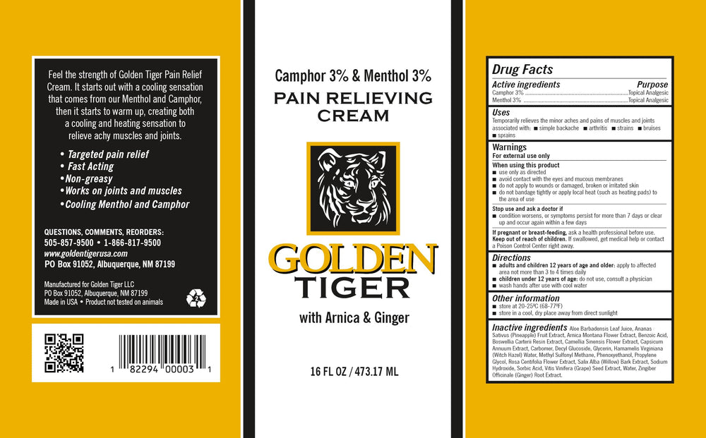 Golden Tiger Pain Relief Cream in hand during application for soothing comfort.