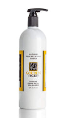 Golden Tiger Pain Relief Cream 32oz pump bottle eases muscle discomfort.