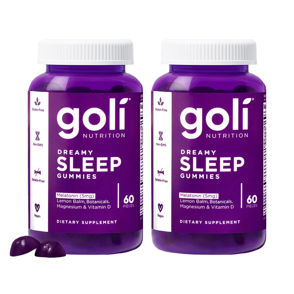 Goli Dreamy Sleep gummy bottle front showing packaging and label details for a calm nightly routine