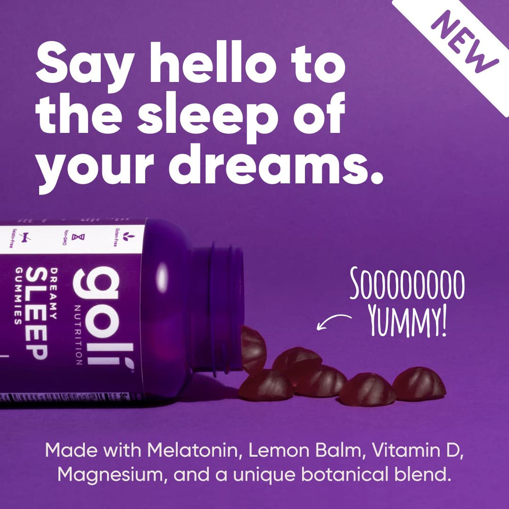 Goli Dreamy Sleep Gummy on nightstand setup suggests easy bedtime routine.