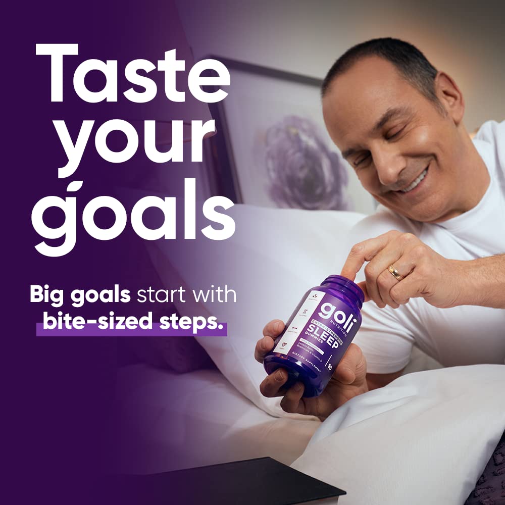 Goli Sleep Gummies being poured shows soft chewy texture for easy nightly use.