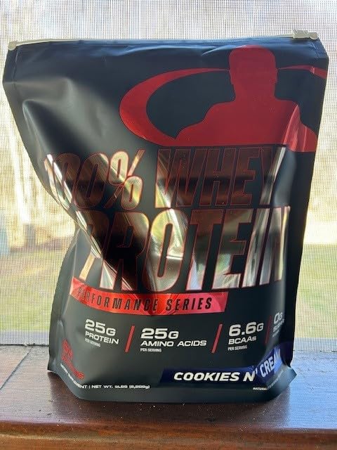 Open Goliath Labs whey powder bag ready to mix.
