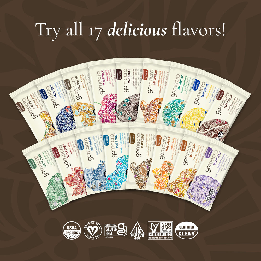 GoMacro MacroBar organic vegan certified snack for mindful snacking.