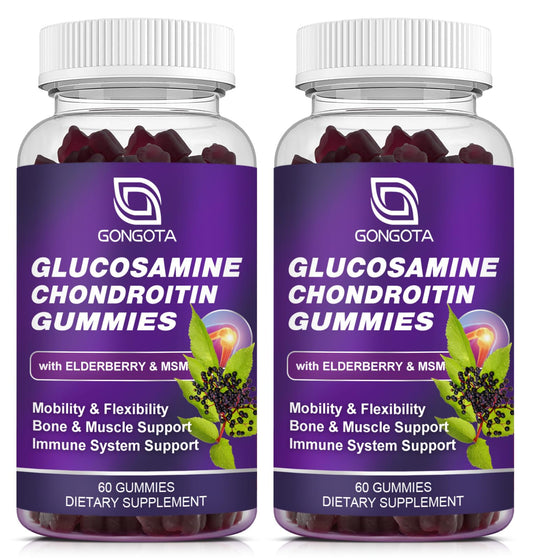 GONGOTA Glucosamine Chondroitin Gummies bottle suggests daily joint support.