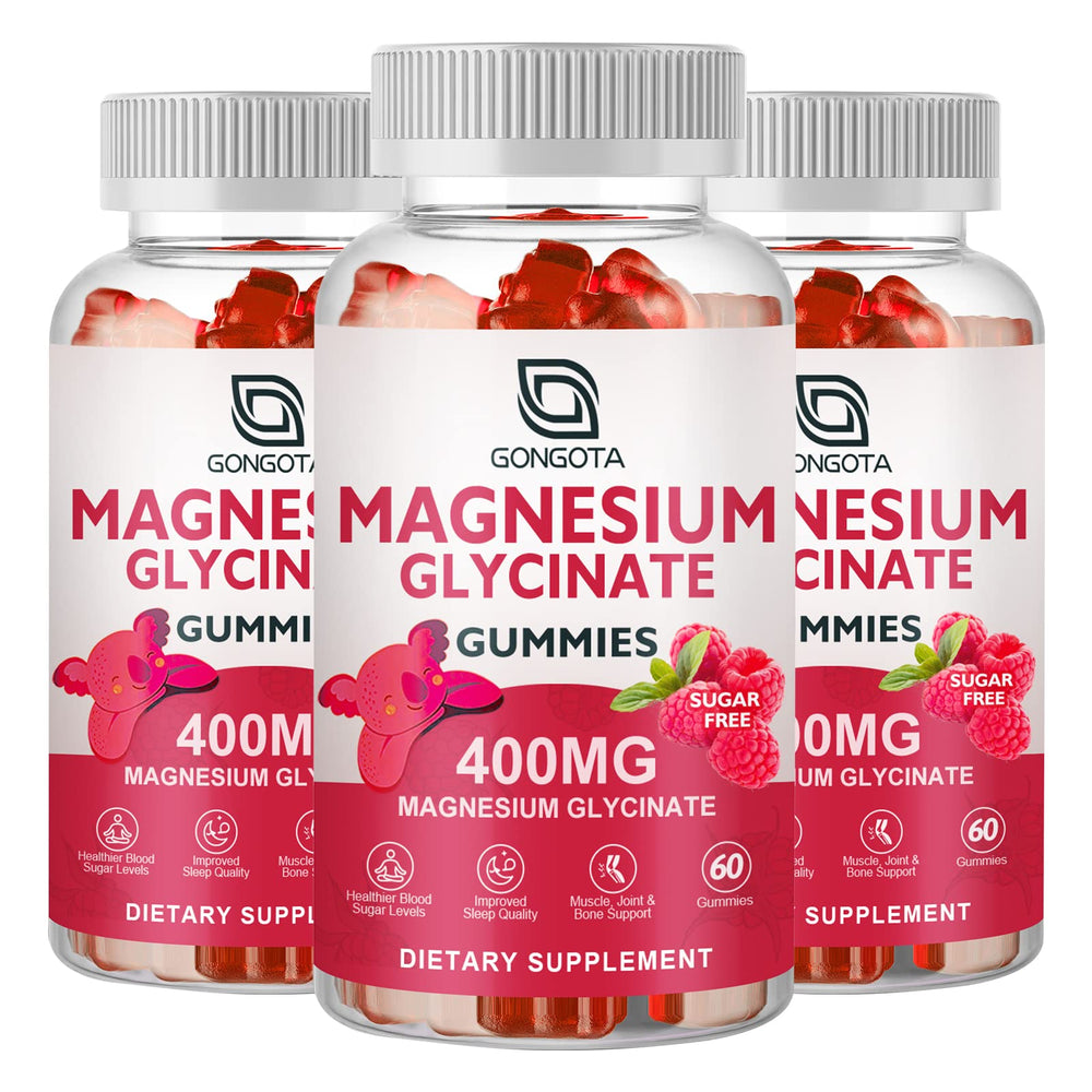 GONGOTA Magnesium Glycinate Gummies bottle front promoting calm and balanced energy.