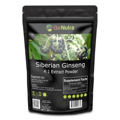 Go Nutra Siberian Ginseng bottle front showing pure eleuthero powder for natural energy support