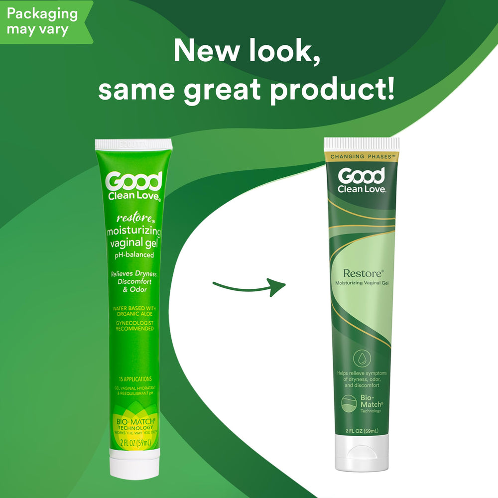 Good Clean Love Restore gel with aloe vera emphasizes soothing hydration.