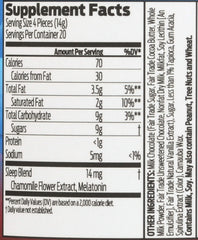 Good Day Chocolate melatonin milk chocolate bar resting on foil packaging