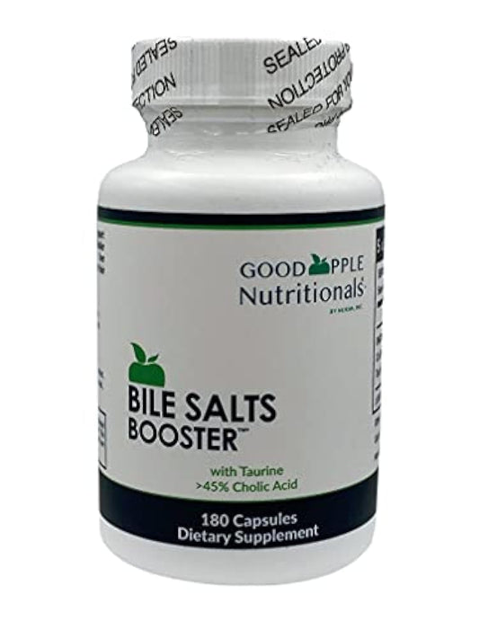 GOODAPPLE NUTRITIONALS Bile Salts Booster bottle on a clean surface, signaling daily digestion support.
