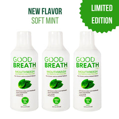 Goodbreath Mouthwash ozone technology badge highlights advanced odor control.