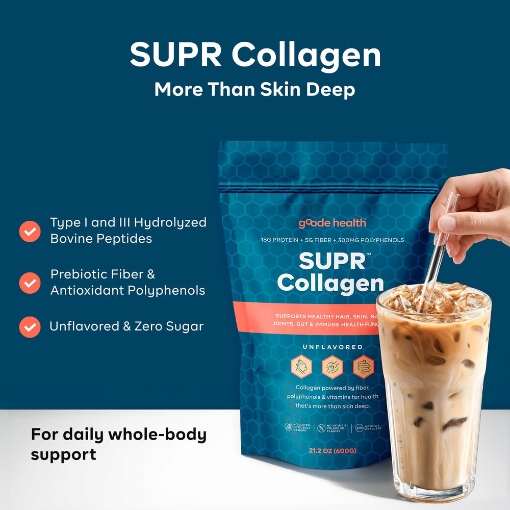 Goode Health SUPR Collagen Powder scoop included for precise daily servings