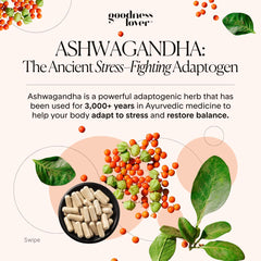 Goodness Lover Ashwagandha capsules arranged for daily routine and calm focus.