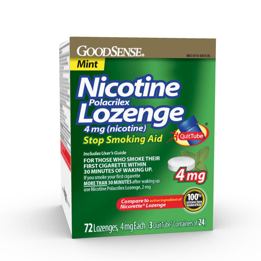 GoodSense nicotine lozenge mint pack; discreet craving relief on the go.