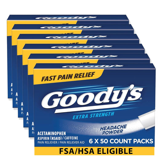 Goody's Extra Strength Headache Powder poured on the tongue for fast, portable relief.