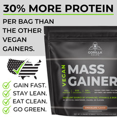 Gorilla Gulps protein scoop beside jar showing 42 g protein per serving.
