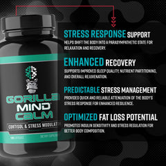 Gorilla Mind Calm label detail emphasizes quality and ingredient focus.
