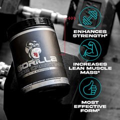 Gorilla Mind Creatine Monohydrate powder dissolving in water for a shake.