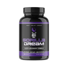 Gorilla Mind Dream bottle on a nightstand supports calm sleep and potential lucid dreaming.