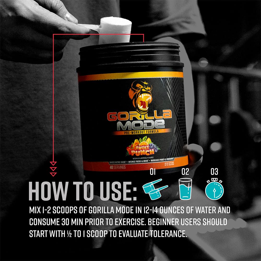 Back of Gorilla Mind Gorilla Mode label shows exact doses for pumps and focus