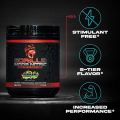 Gorilla Mind Nitric Upgraded label close-up highlights full ingredient dosages for accurate dosing.
