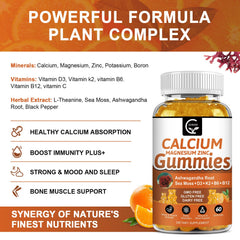 GORNVB calcium ingredients panel showcases 14-in-1 formula ingredients.