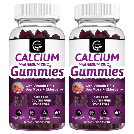 GORNVB Calcium Magnesium Zinc Gummies bottle on shelf for bone support and daily wellness.