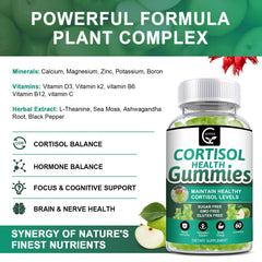 Two capsules per day concept with GORNVB Cortisol Gummies serving
