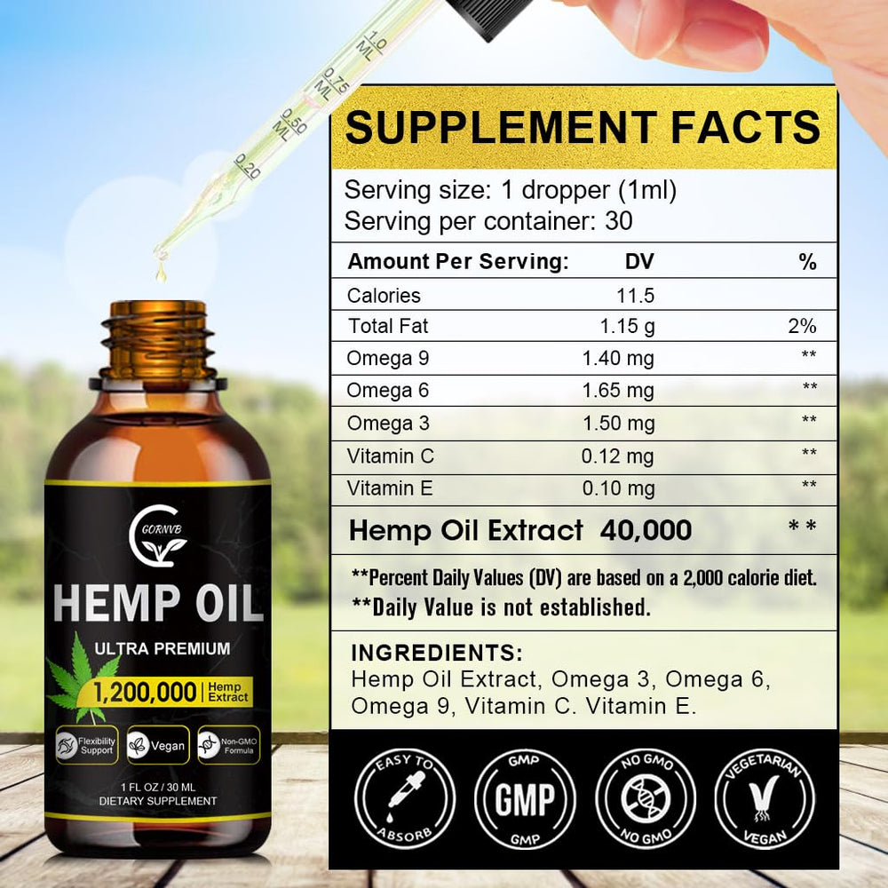 GORNVB hemp oil packaging box showcasing 4-pack convenience.