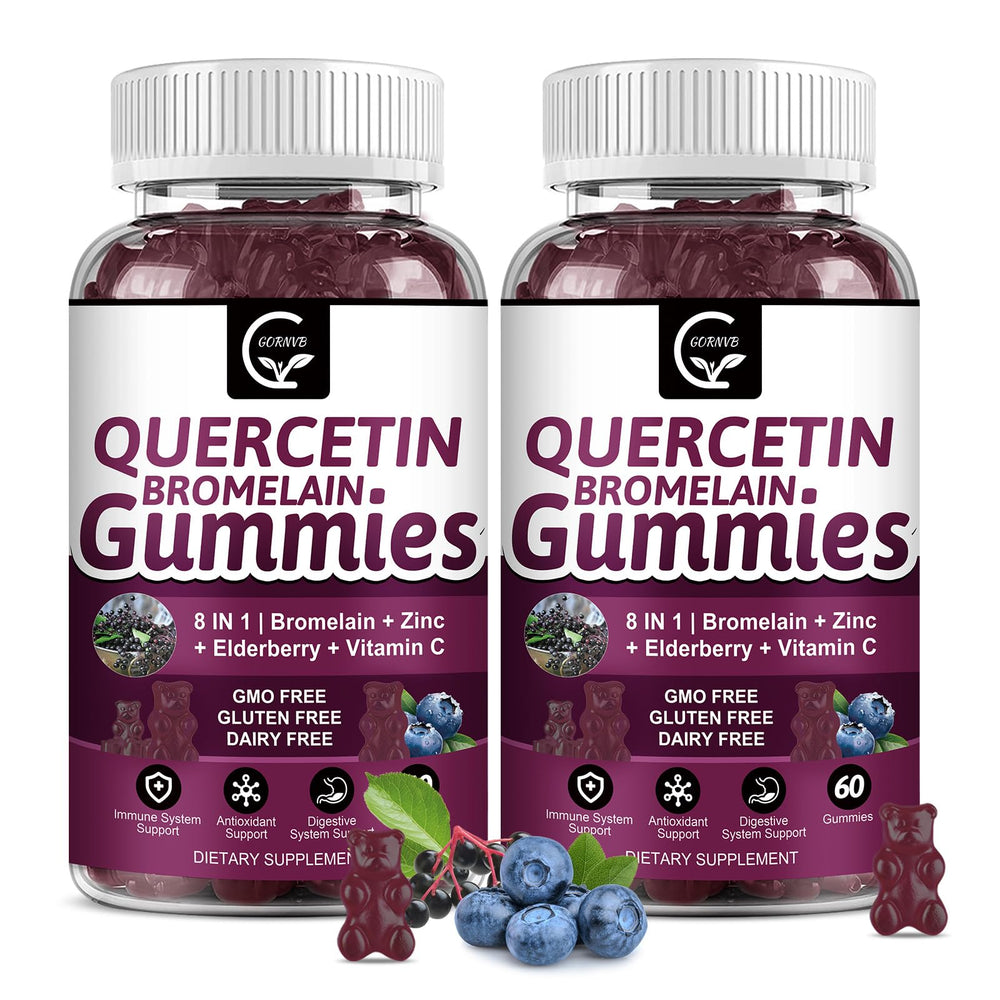 GORNVB Quercetin Gummies bottle pour for daily immune support.