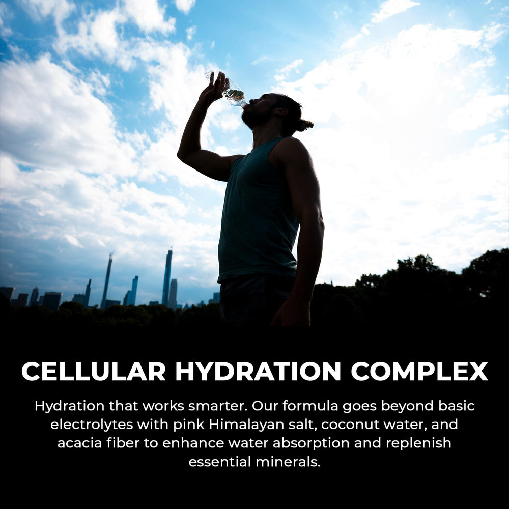 Athlete in workout scene using Aqua Charge for energy and focus.