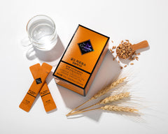 GrainOn Gold Farro enzyme stick dissolving in water illustrating easy absorption