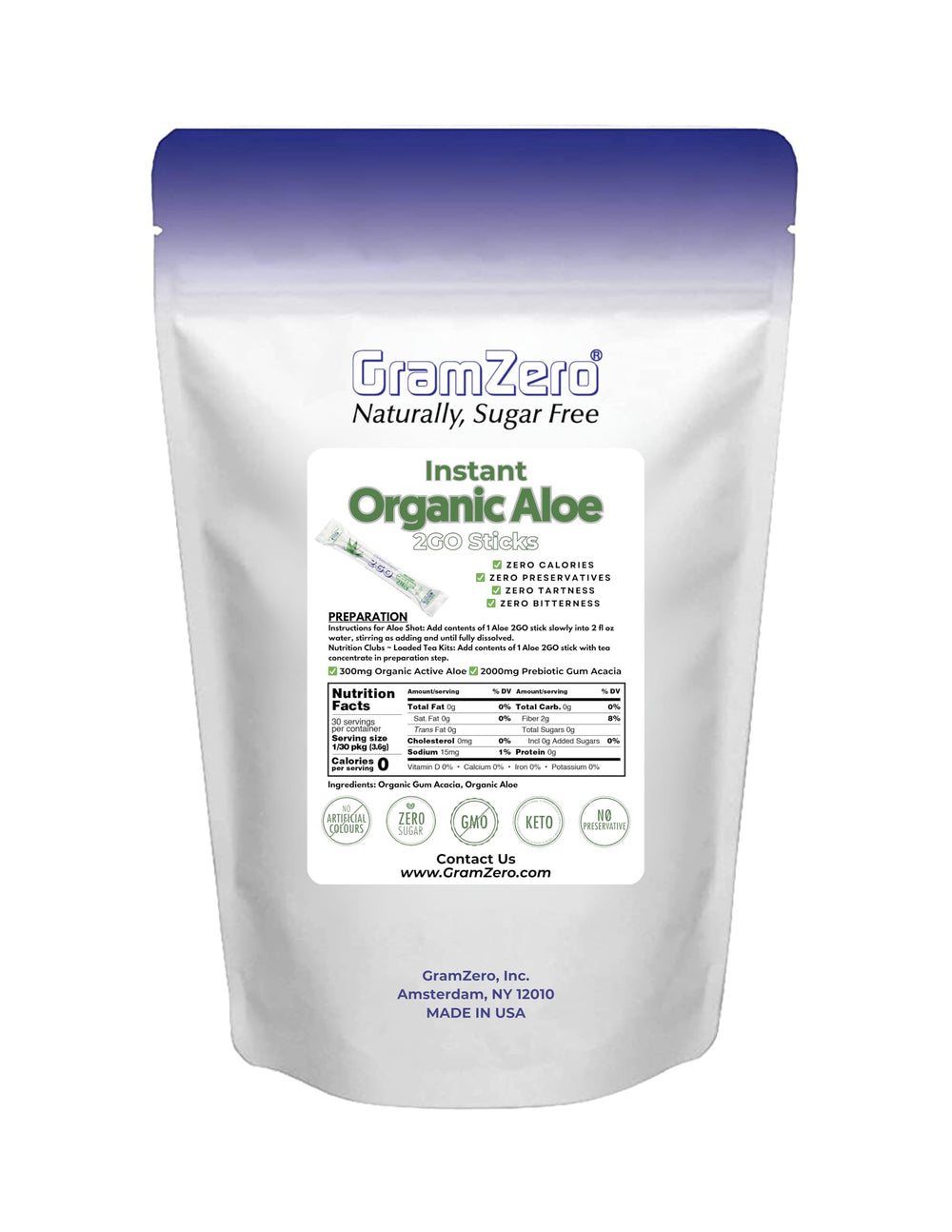 GramZero 2GO Aloe glass-appearance highlights ready-to-add aloe for hydration beverages.