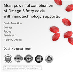 Granagard Omega5 bottle label highlights natural pomegranate oil benefits for focus