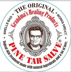 Grandma's Pine Tar Salve jar for traditional skin care.