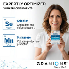 Granions Eternal Flower extract capsules emphasizing antioxidant support and moisture retention.