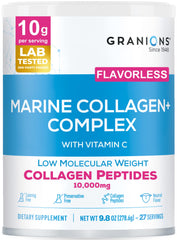 Granions marine collagen powder bottle on the counter for easy daily use.