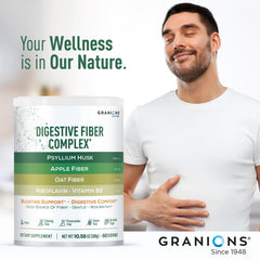 Granions Psyllium Husk Powder daily-use scene communicates steady energy routines.