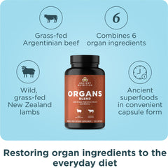Ancient Nutrition grass-fed bovine organs from Argentina support nutrient density.